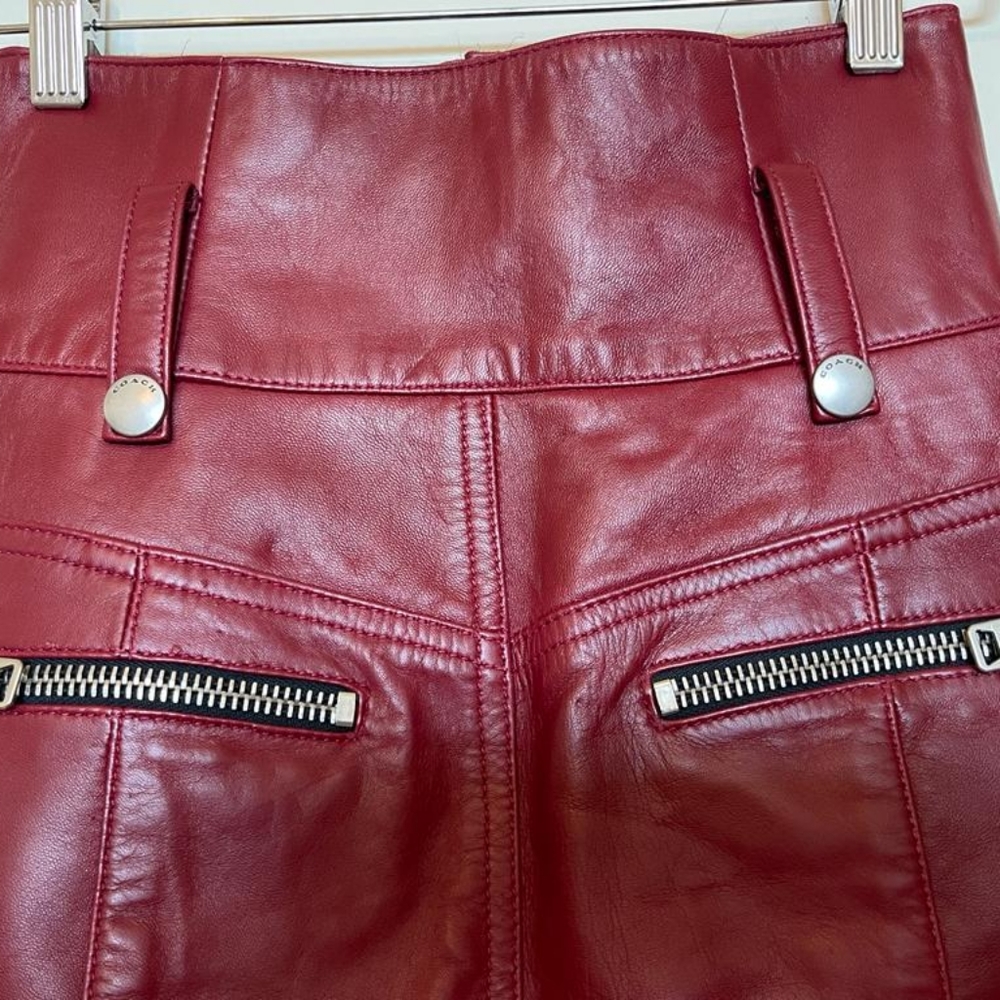 COACH High Waisted Lambskin Moto Skirt - Picture 5 of 11